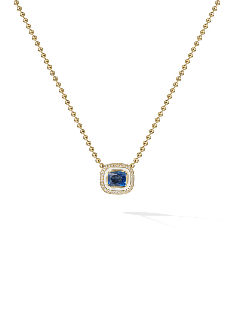 Lenox OOAK Pendant in 18k Yellow Gold with Blue Sapphire, White Diamonds and Enamel — Melissa Kaye