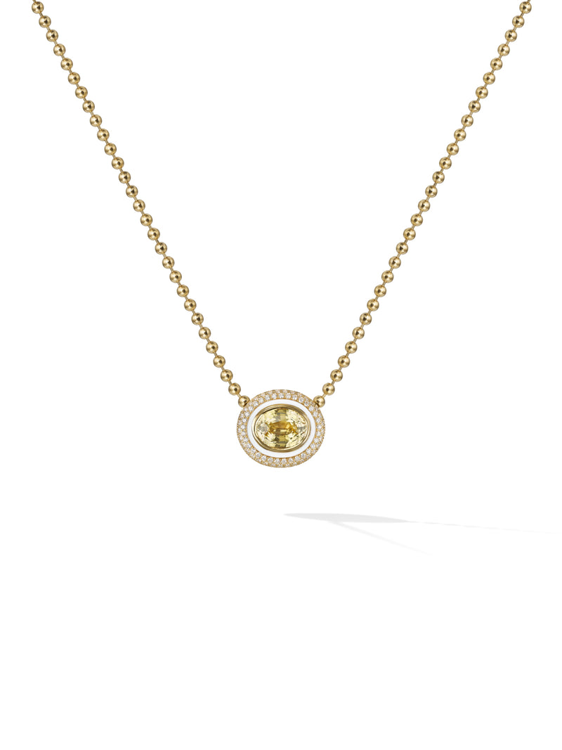 Lenox OOAK Pendant in 18k Yellow Gold with Yellow Sapphire, Pave White Diamonds and Enamel — Melissa Kaye
