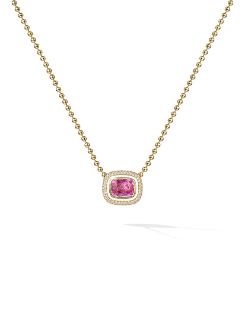 Lenox OOAK Pendant in 18k Yellow Gold with Pink Sapphire, Pave White Diamonds and Enamel— Melissa Kaye