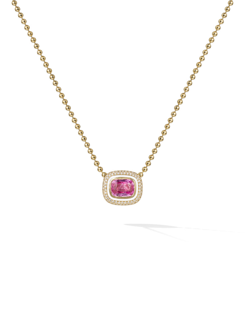 Lenox OOAK Pendant in 18k Yellow Gold with Pink Sapphire, Pave White Diamonds and Enamel— Melissa Kaye