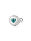 Lenox Bubble Ring in 18k White Gold with White Enamel, Pave Diamonds and Paraiba 