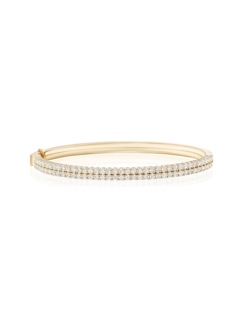 Lenox Cuff Double in 18k Yellow Gold with White Diamonds — Melissa Kaye