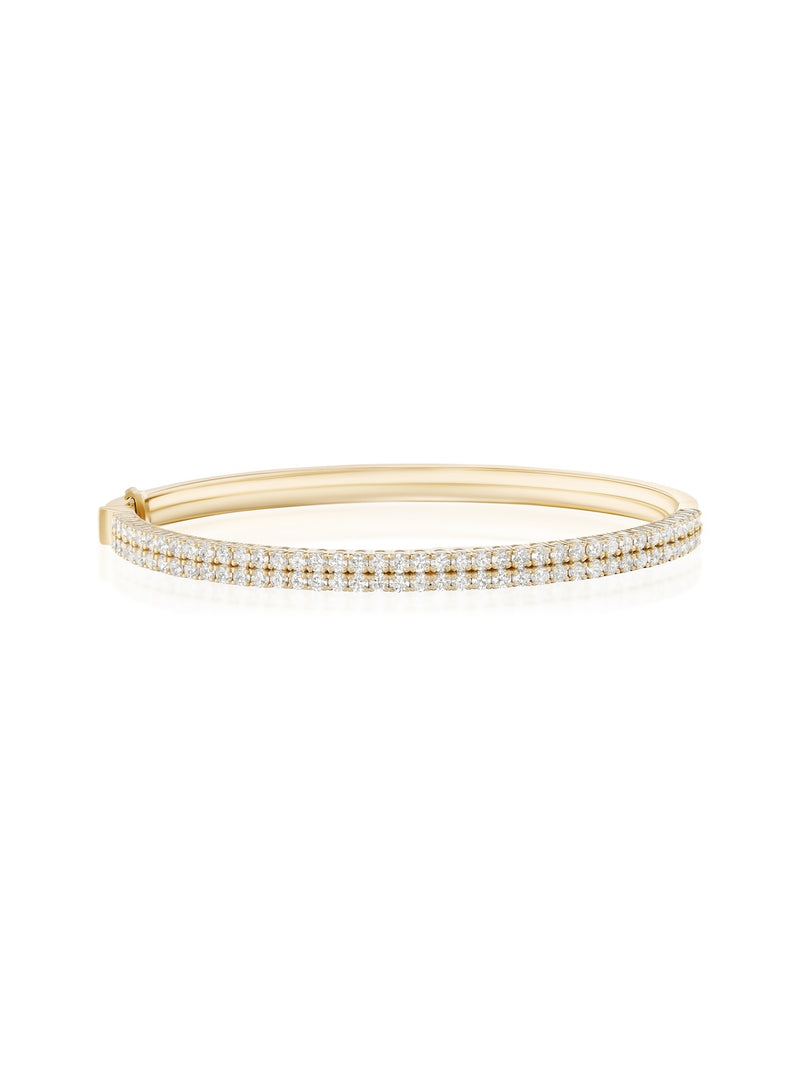 Lenox Cuff Double in 18k Yellow Gold with White Diamonds — Melissa Kaye