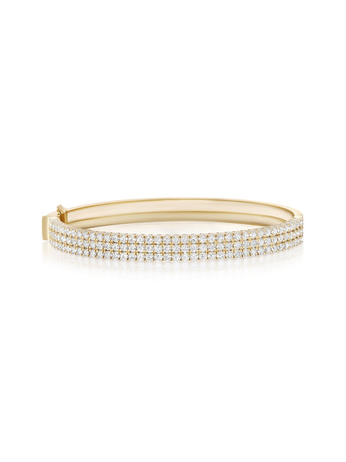 Lenox Cuff Triple in 18k Yellow Gold with White Diamonds — Melissa Kaye