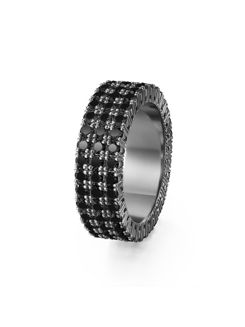Lenox Eternity Band Triple in 18k Blackened Gold with Black Diamonds — Melissa Kaye