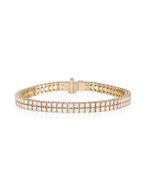 Lenox Tennis Bracelet Double in 18k Yellow Gold with White Diamonds — Melissa Kaye