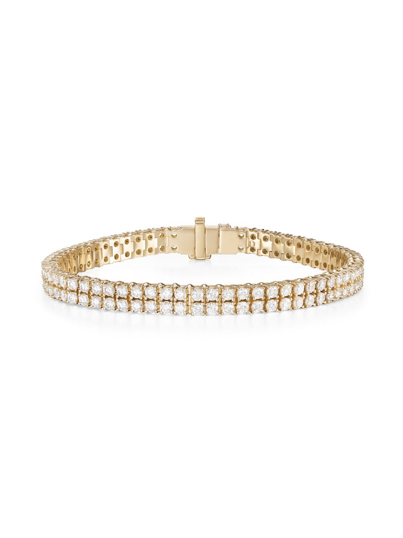 Lenox Tennis Bracelet Double in 18k Yellow Gold with White Diamonds — Melissa Kaye