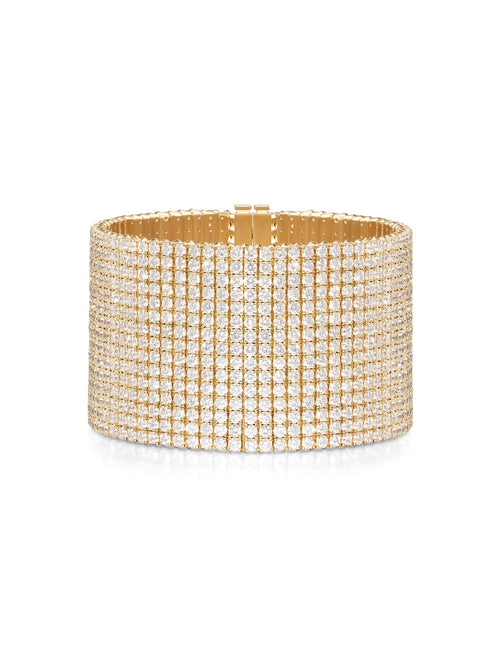  Lenox Tennis Bracelet Fifteen Row in 18k Yellow Gold with White Diamonds — Melissa Kaye