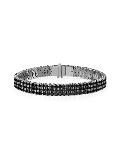 Lenox Tennis Bracelet Triple in 18k Blackened Gold with Black Diamonds — Melissa Kaye