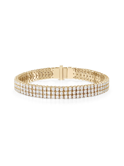 Lenox Tennis Bracelet Triple in 18k Yellow Gold with White Diamonds — Melissa Kaye