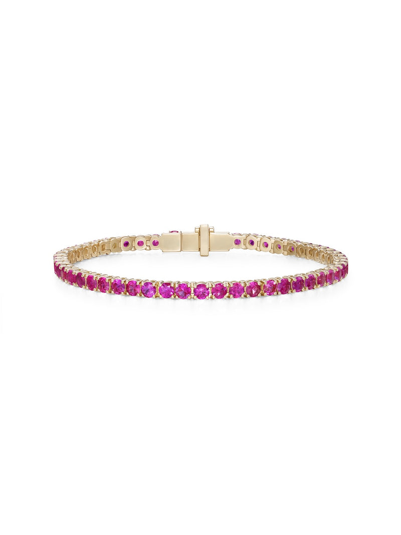  Lenox Tennis Bracelet Medium in 18k Yellow Gold with Pink Sapphires — Melissa Kaye