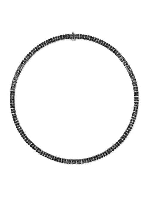 Lenox Tennis Necklace Double in 18k Blackened Gold with Black Diamonds — Melissa Kaye
