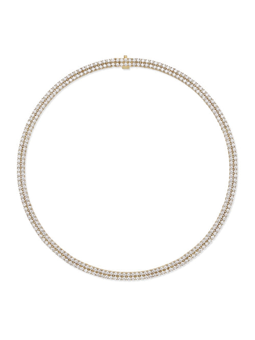Lenox Tennis Necklace Double in 18k Yellow Gold with White Diamonds — Melissa Kaye