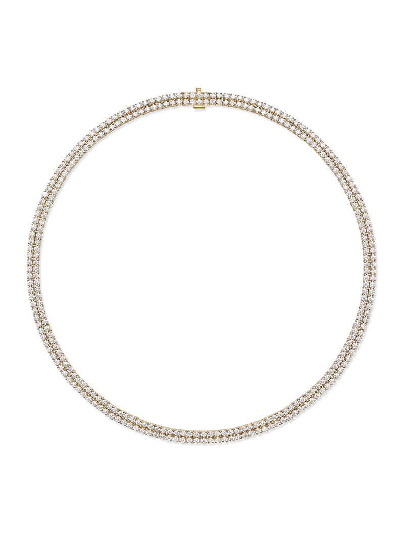 Lenox Tennis Necklace Double in 18k Yellow Gold with White Diamonds — Melissa Kaye