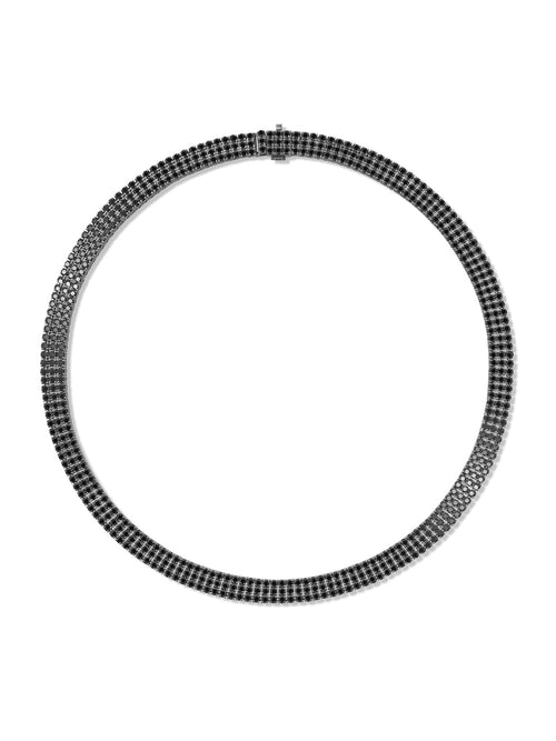 Lenox Tennis Necklace Triple in 18k Blackened Gold with Black Diamonds — Melissa Kaye
