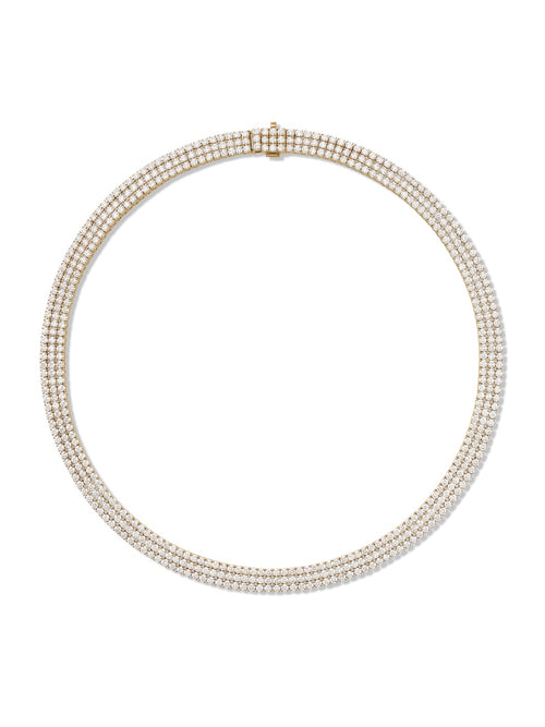 Lenox Tennis Necklace Triple in 18k Yellow Gold with White Diamonds — Melissa Kaye