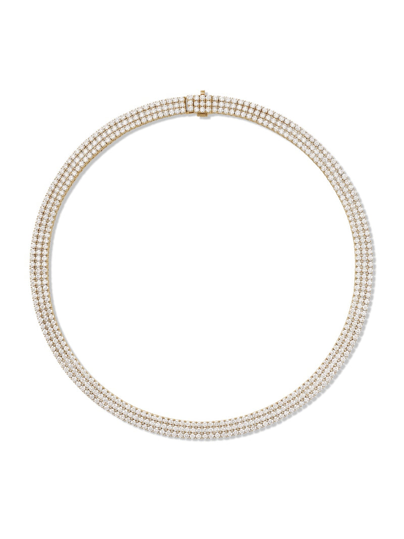 Lenox Tennis Necklace Triple in 18k Yellow Gold with White Diamonds — Melissa Kaye