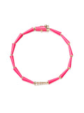 Lola Linked Bracelet in 18k Pink Gold with Neon Pink Enamel and White Diamonds — Melissa Kaye