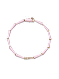 Lola Linked Bracelet in 18k Pink Gold with Pastel Pink Enamel and White Diamonds — Melissa Kaye