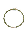 Lola Linked Bracelet in 18k Yellow Gold with Army Green Enamel and White Diamonds — Melissa Kaye