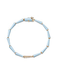Lola Linked Bracelet in 18k Yellow Gold with Pastel Blue Enamel and White Diamonds — Melissa Kaye