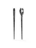 Lola Needle Earring Large in 18k Blackened Gold with Black Diamonds — Melissa Kaye