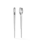 Lola Needle Earring Large in 18k White Gold with Partial Diamond Setting — Melissa Kaye