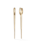 Lola Needle Earring Large in 18k Yellow Gold with Partial Diamond Setting — Melissa Kaye