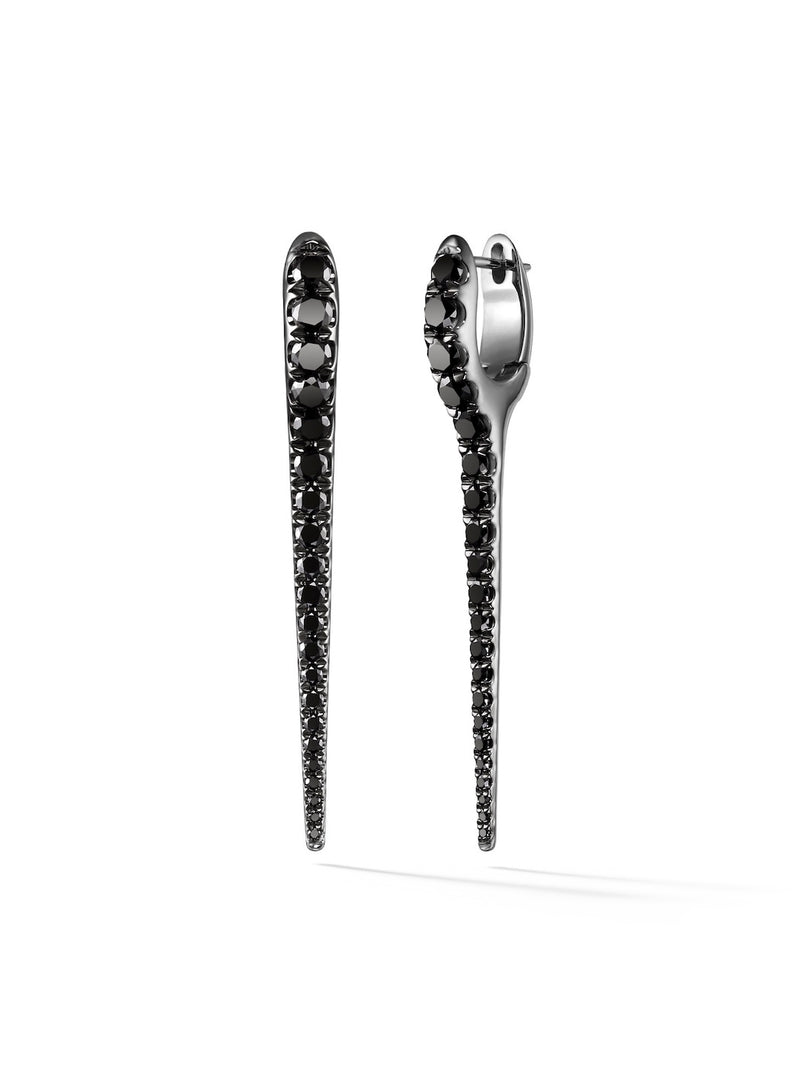  Lola Needle Earring Medium in 18k Blackened Gold with Black Diamonds — Melissa Kaye
