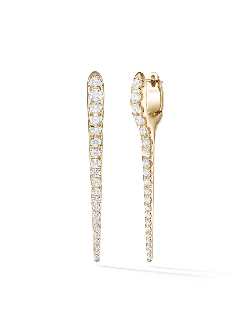 Lola Needle Earring Medium in 18k Yellow Gold with White Diamonds — Melissa Kaye