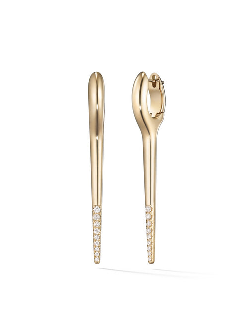 Lola Needle Earring Medium in 18k Yellow Gold with Partial Diamond Setting — Melissa Kaye