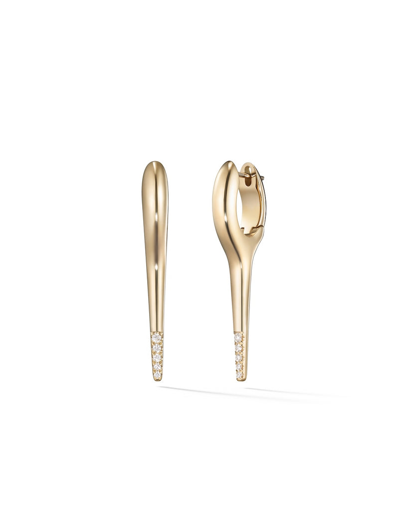 Lola Needle Earring Small in 18k Yellow Gold with Partial Diamond Setting — Melissa Kaye