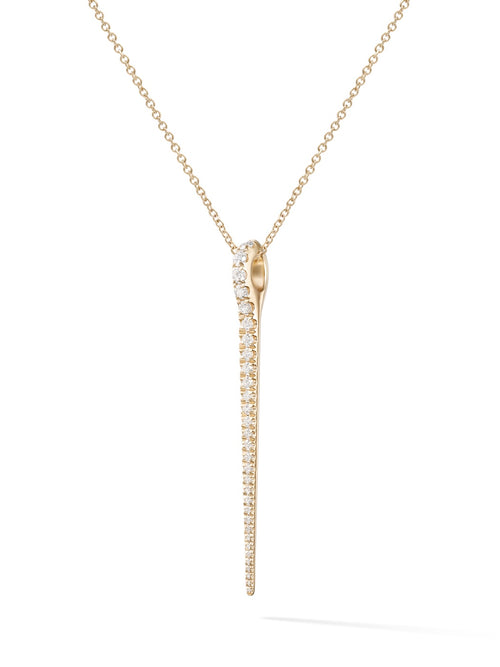  Lola Needle Pendant Large in 18k Yellow Gold with White Diamonds — Melissa Kaye