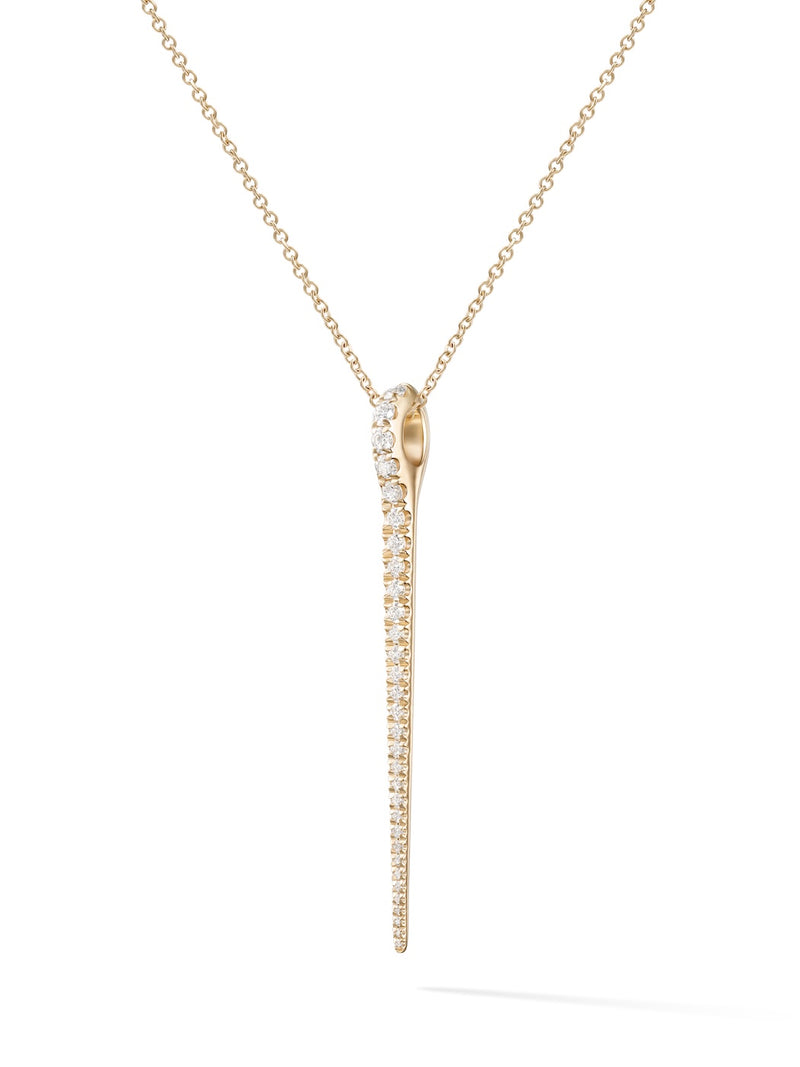  Lola Needle Pendant Large in 18k Yellow Gold with White Diamonds — Melissa Kaye