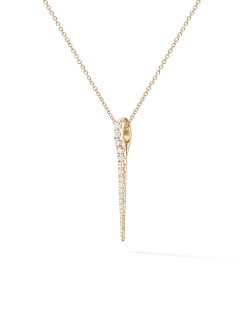 Lola Needle Pendant Medium in 18k Yellow Gold with White Diamonds — Melissa Kaye