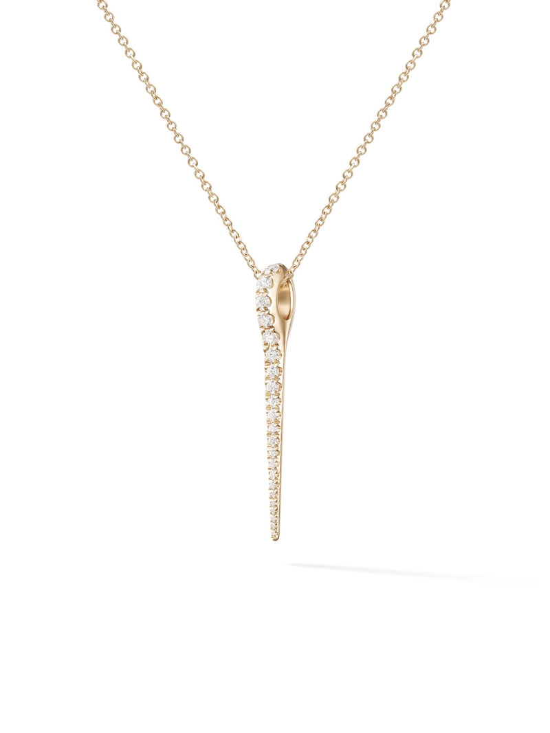 Lola Needle Pendant Medium in 18k Yellow Gold with White Diamonds — Melissa Kaye