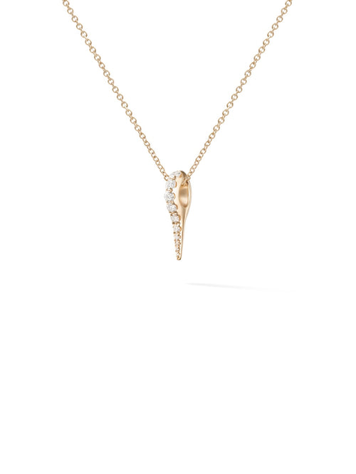 Lola Needle Pendant Mini in 18k Yellow Gold with White Diamonds — Melissa Kaye