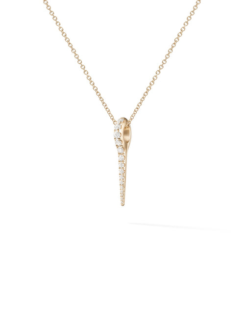 Lola Needle Pendant Small in 18k Yellow Gold with White Diamonds — Melissa Kaye