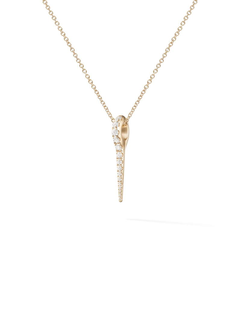 Lola Needle Pendant Small in 18k Yellow Gold with White Diamonds — Melissa Kaye