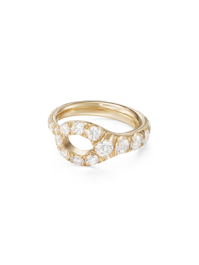 Lola Needle Ring Large in 18k Yellow Gold with White Diamonds — Melissa Kaye