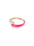 Lola Pinky Ring in Neon Pink Enamel and 18k Pink Gold with White Diamonds — Melissa Kaye