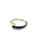 Lola Pinky Ring in Black Enamel and 18k Yellow Gold with White Diamonds — Melissa Kaye
