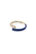 Lola Pinky Ring in Navy Enamel and 18k Yellow Gold with White Diamonds — Melissa Kaye