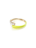 Lola Pinky Ring in Neon Yellow Enamel and 18k Yellow Gold with White Diamonds — Melissa Kaye
