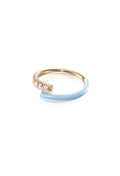 Lola Pinky Ring in Pastel Blue Enamel and 18k Yellow Gold with White Diamonds — Melissa Kaye