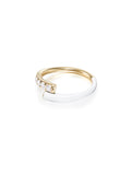 Lola Pinky Ring in White Enamel and 18k Yellow Gold with White Diamonds — Melissa Kaye