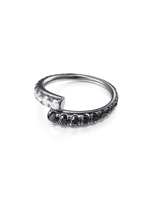 Lola Ring in 18k Blackened Gold with Black and White Diamonds — Melissa Kaye
