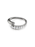 Lola Ring in 18k Blackened Gold with Partial Diamond Setting — Melissa Kaye