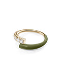 Lola Ring in Army Green Enamel and 18k Yellow Gold with White Diamonds — Melissa Kaye