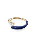 Lola Ring in Navy Enamel and 18k Yellow Gold with White Diamonds — Melissa Kaye
